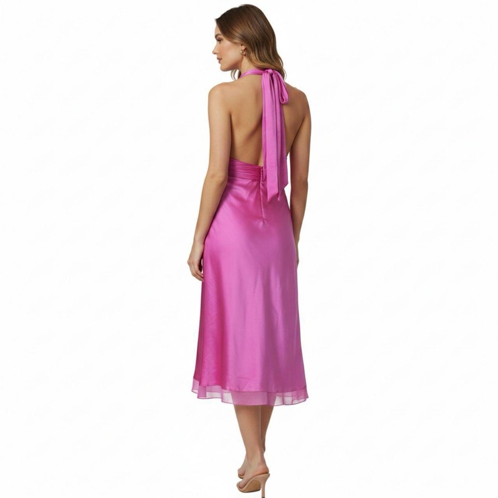 Vintage Cache Pink Silk Halter Dress - Picture 3 of 4
